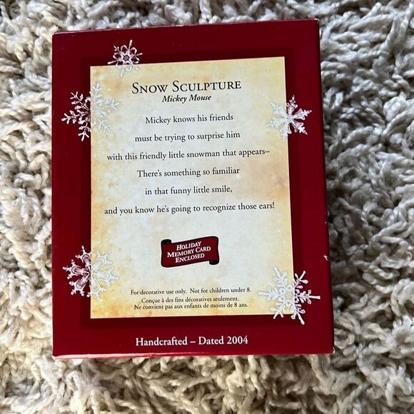 NIB HALLMARK 2004 SNOW SCULPTURE MICKEY MOUSE DISNEY CHRISTMAS KEEPSAKE ORNAMENT - Picture 2 of 8